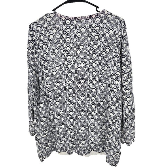 Talbots Size 1X Womens Lightweight Cardigan Black White Geometric Print Sweater - Picture 3 of 4